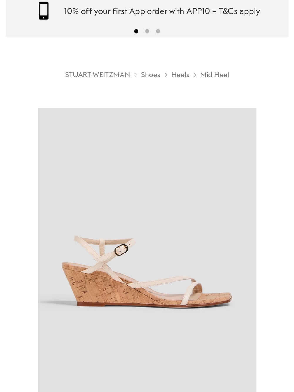 Stuart Weitzman Cream Strappy Cork Wedge Sandals